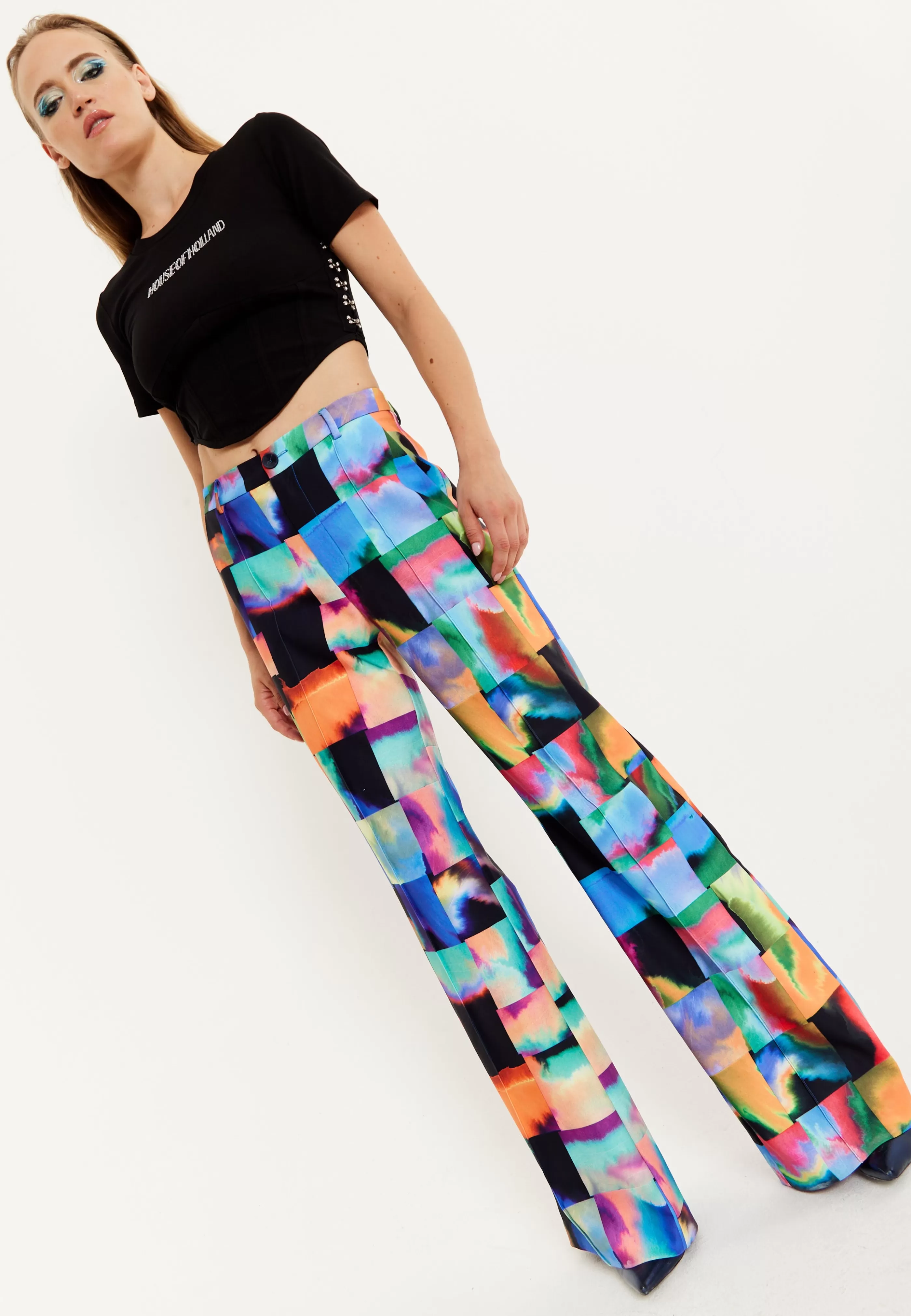 Online Abstract Patchwork Print Trousers Suits | Skirts & Trousers