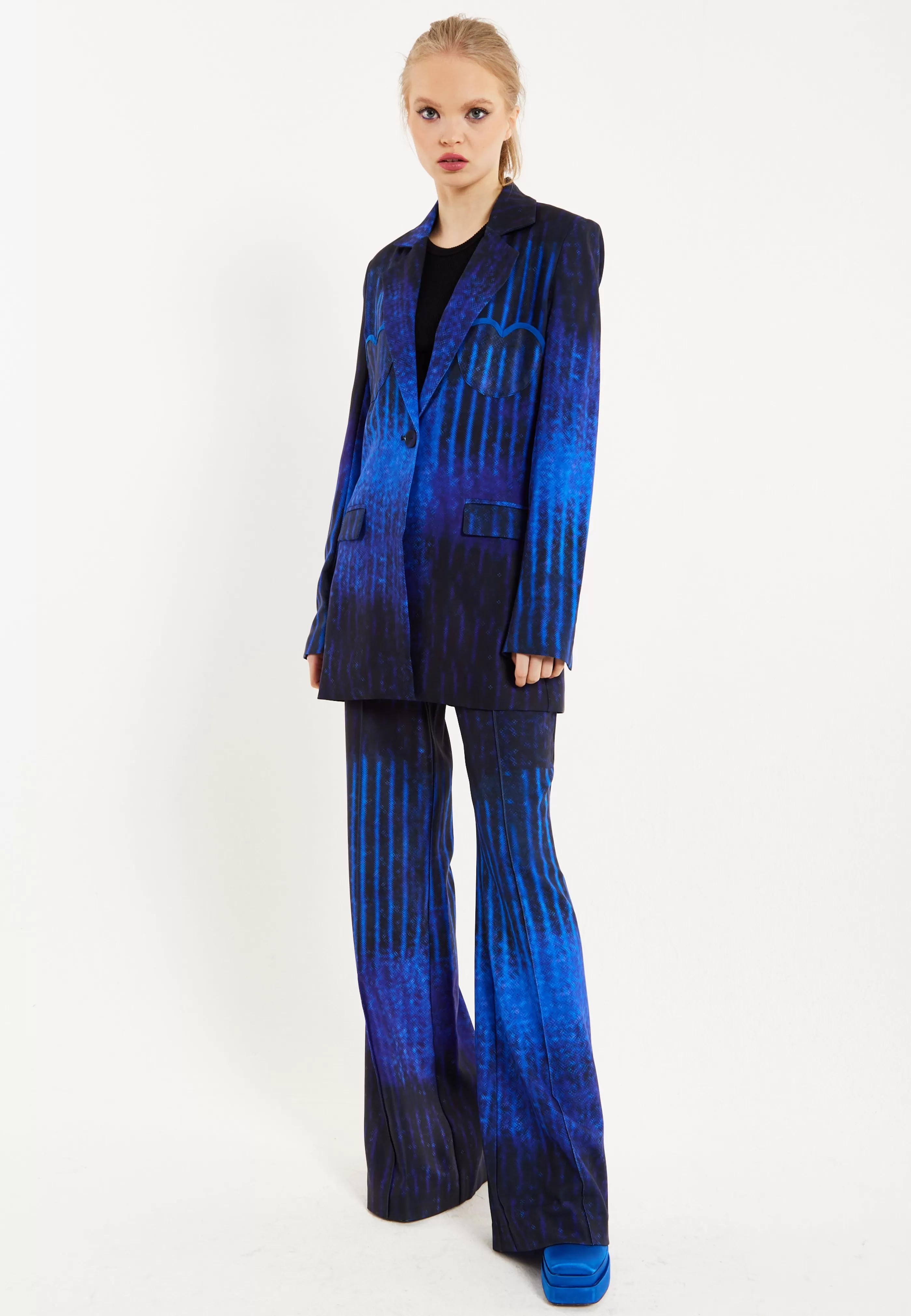 New Abstract Print Heart Pocket Blazer Suits