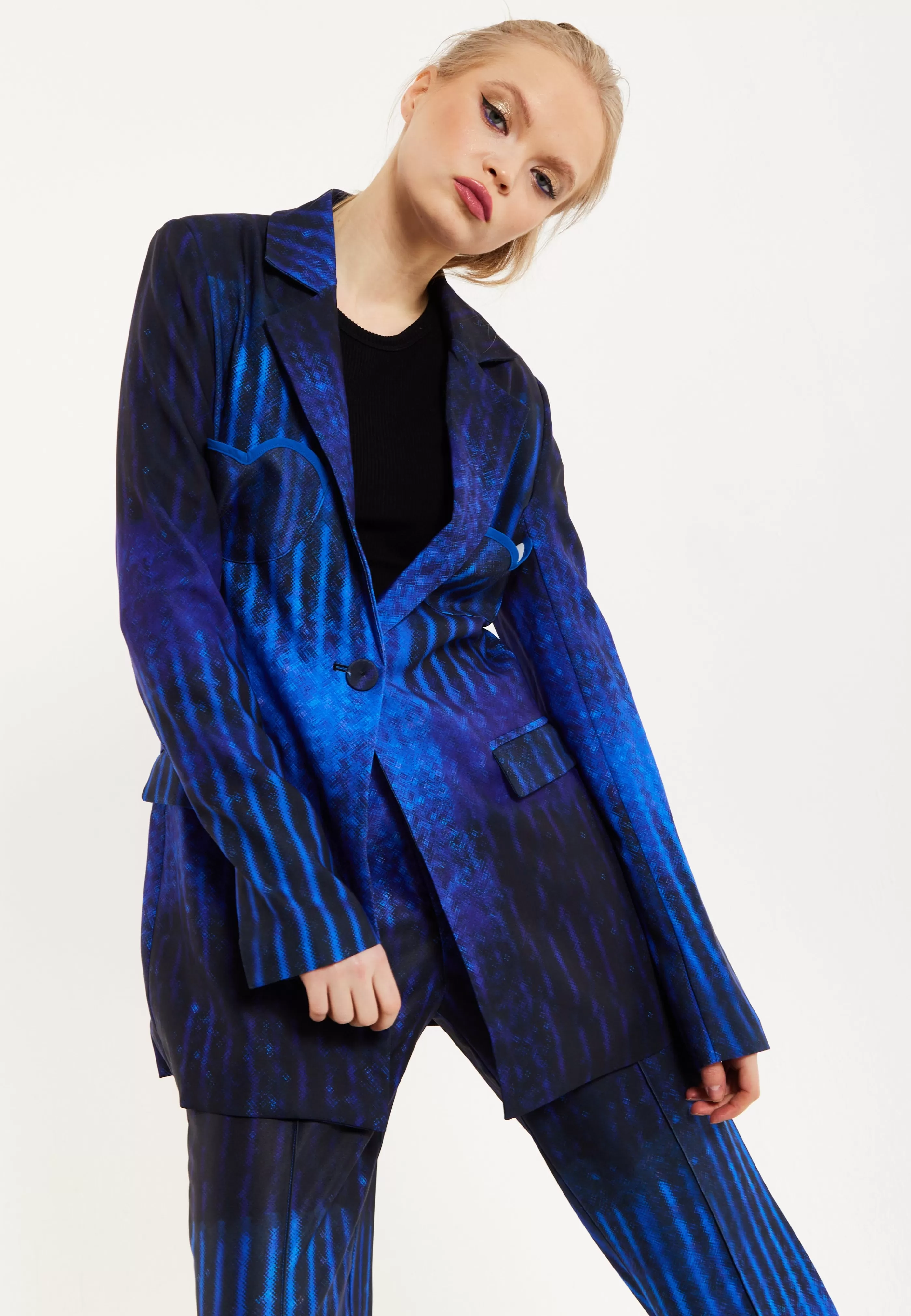 New Abstract Print Heart Pocket Blazer Suits