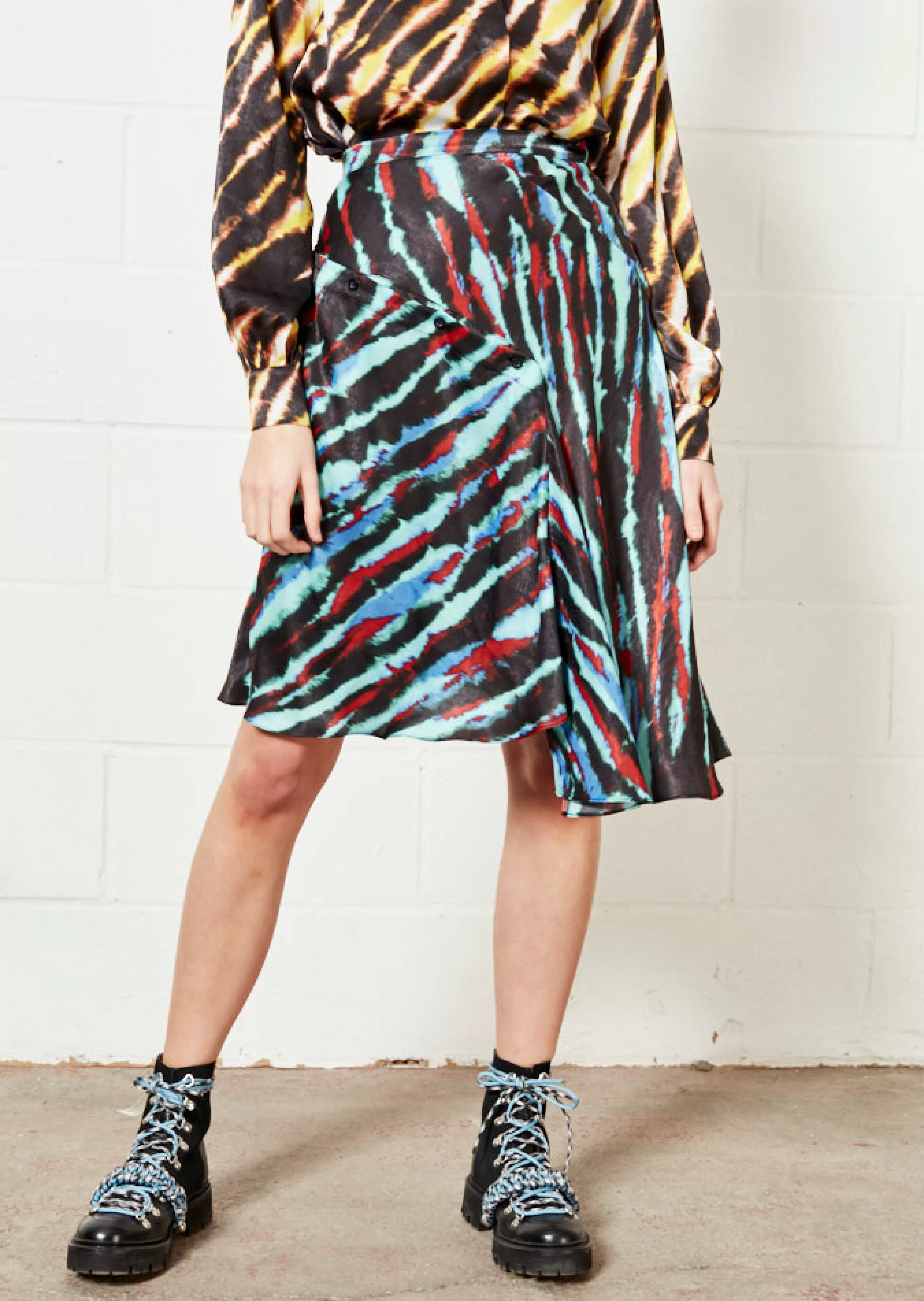 Cheap Asymmetric Tie Dye Mini Skirt Skirts & Trousers