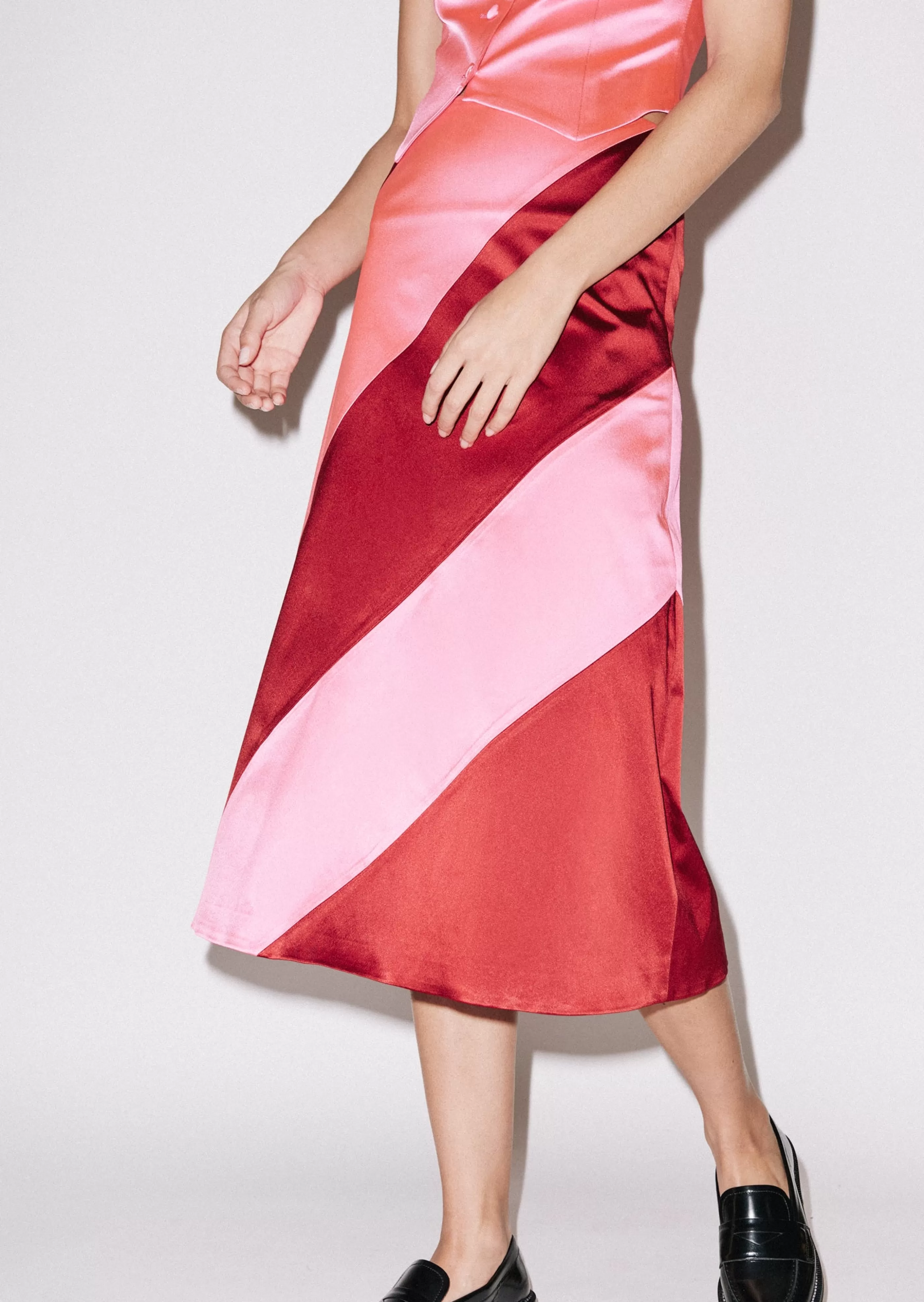 Flash Sale Bright Panelled Satin Midi Skirt Skirts & Trousers