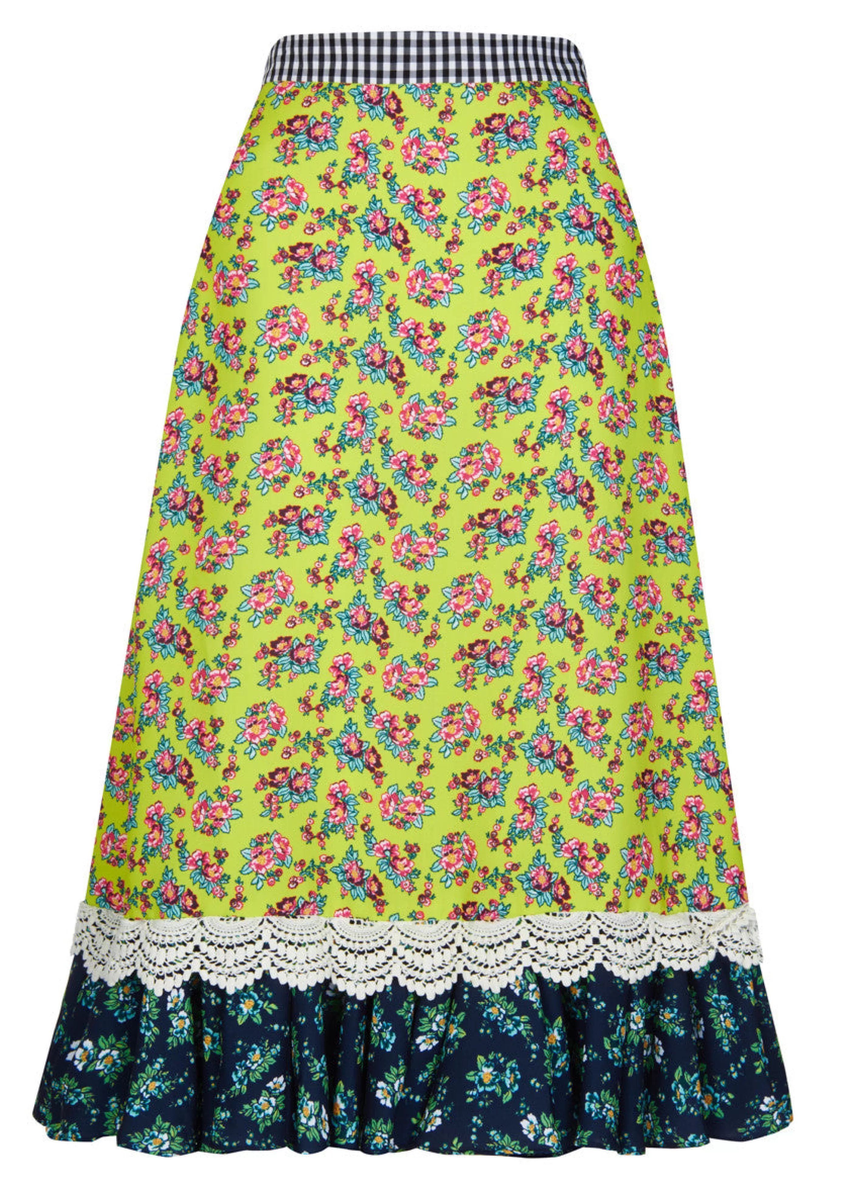 New Crepe Ditsy Frill Hem Midi Skirt Skirts & Trousers