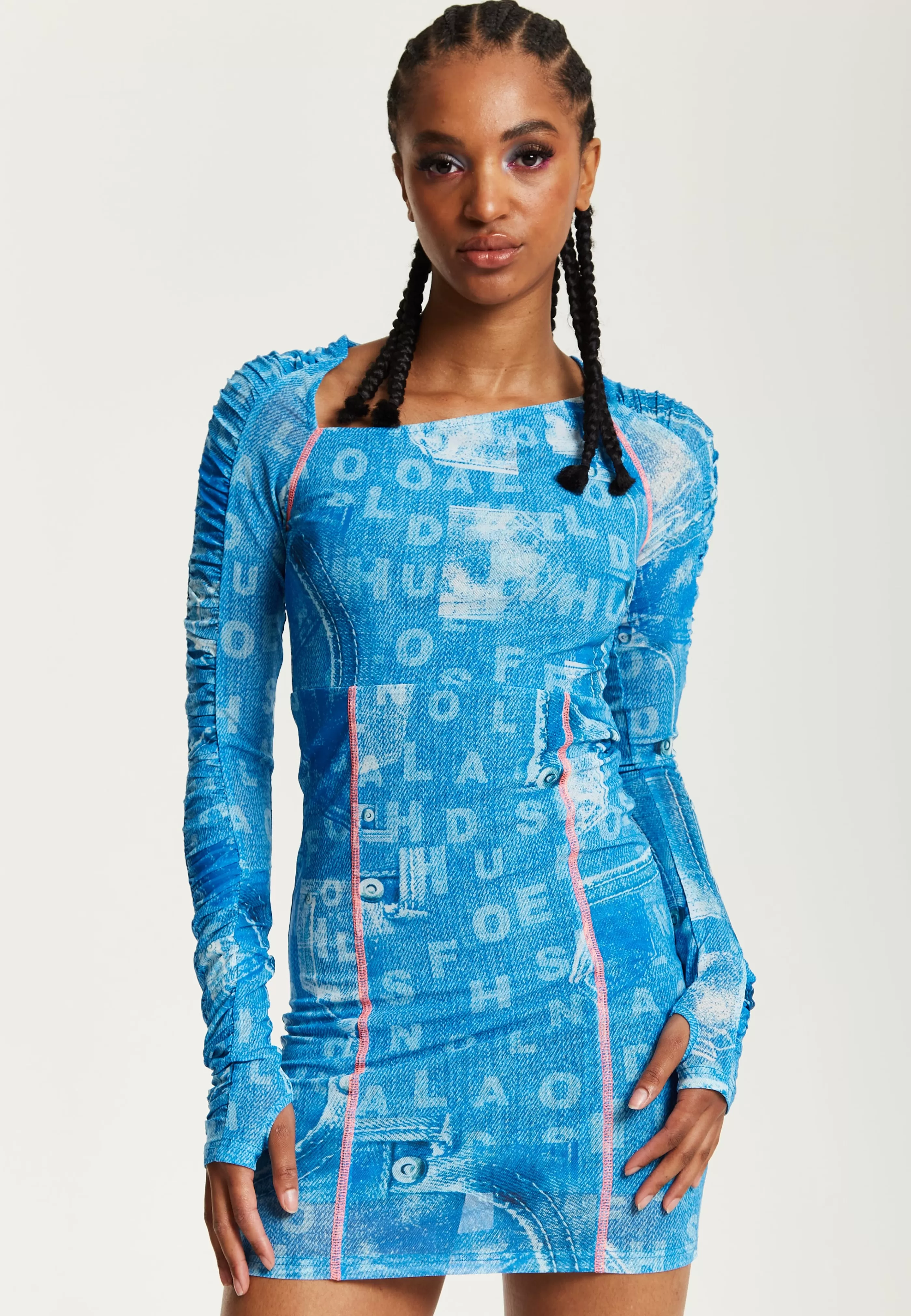 Online Denim Print Mini Dress Dresses | Dresses