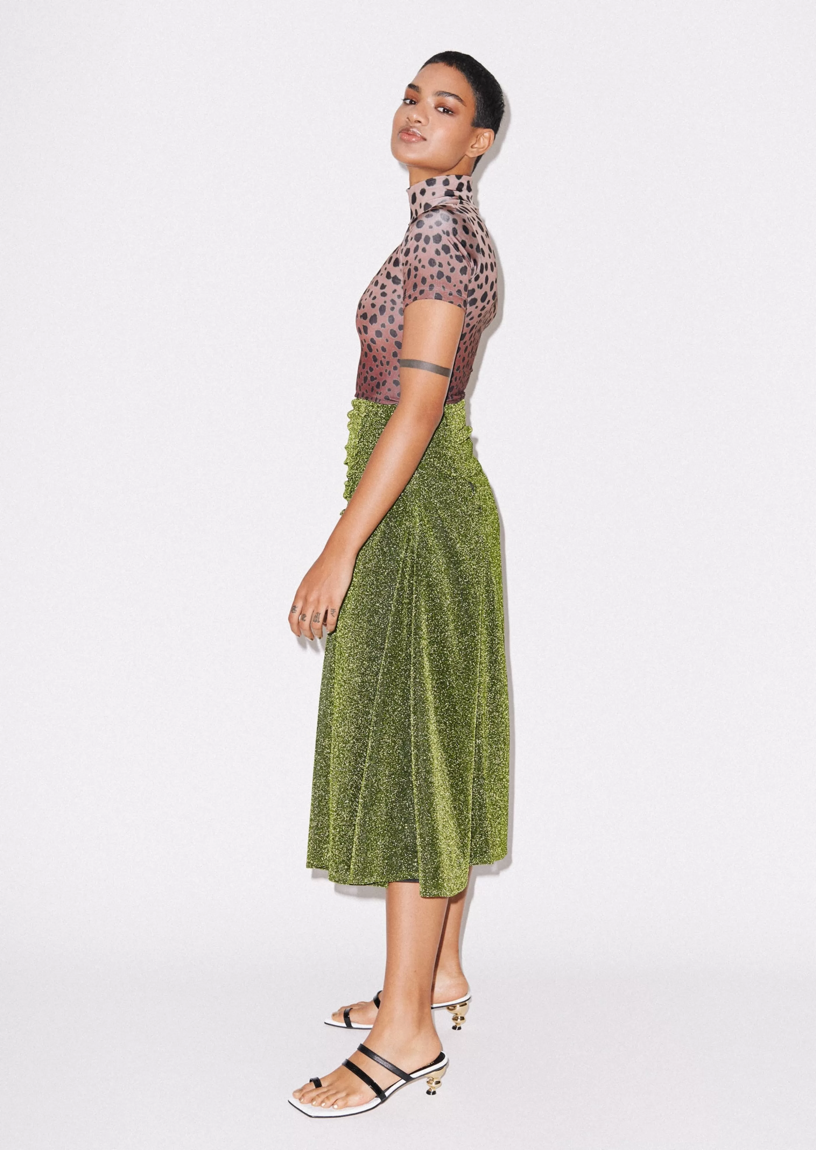 Cheap Gathered Midi Skirt Skirts & Trousers