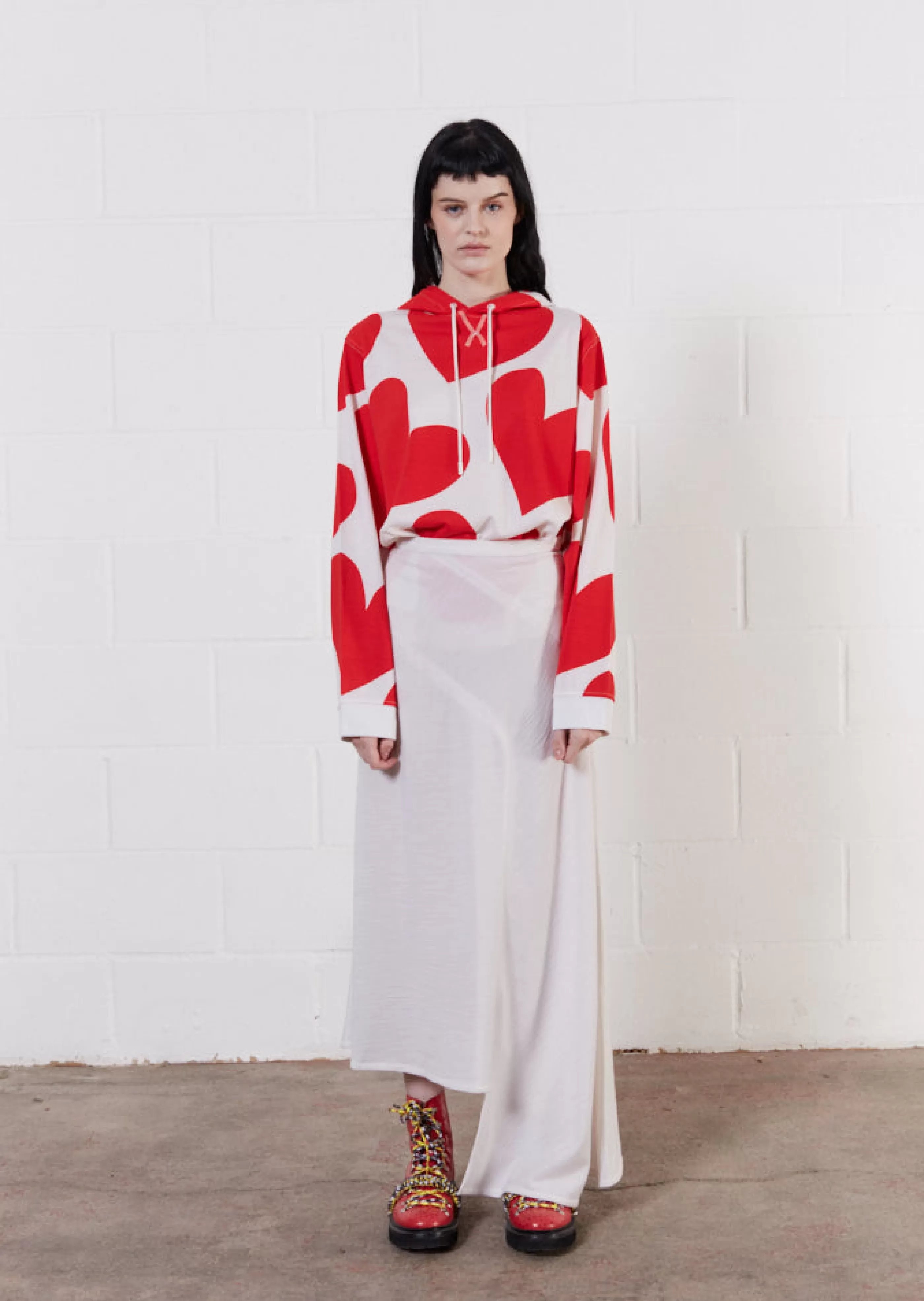 New Merino Wool White Asymmetric Skirt Skirts & Trousers
