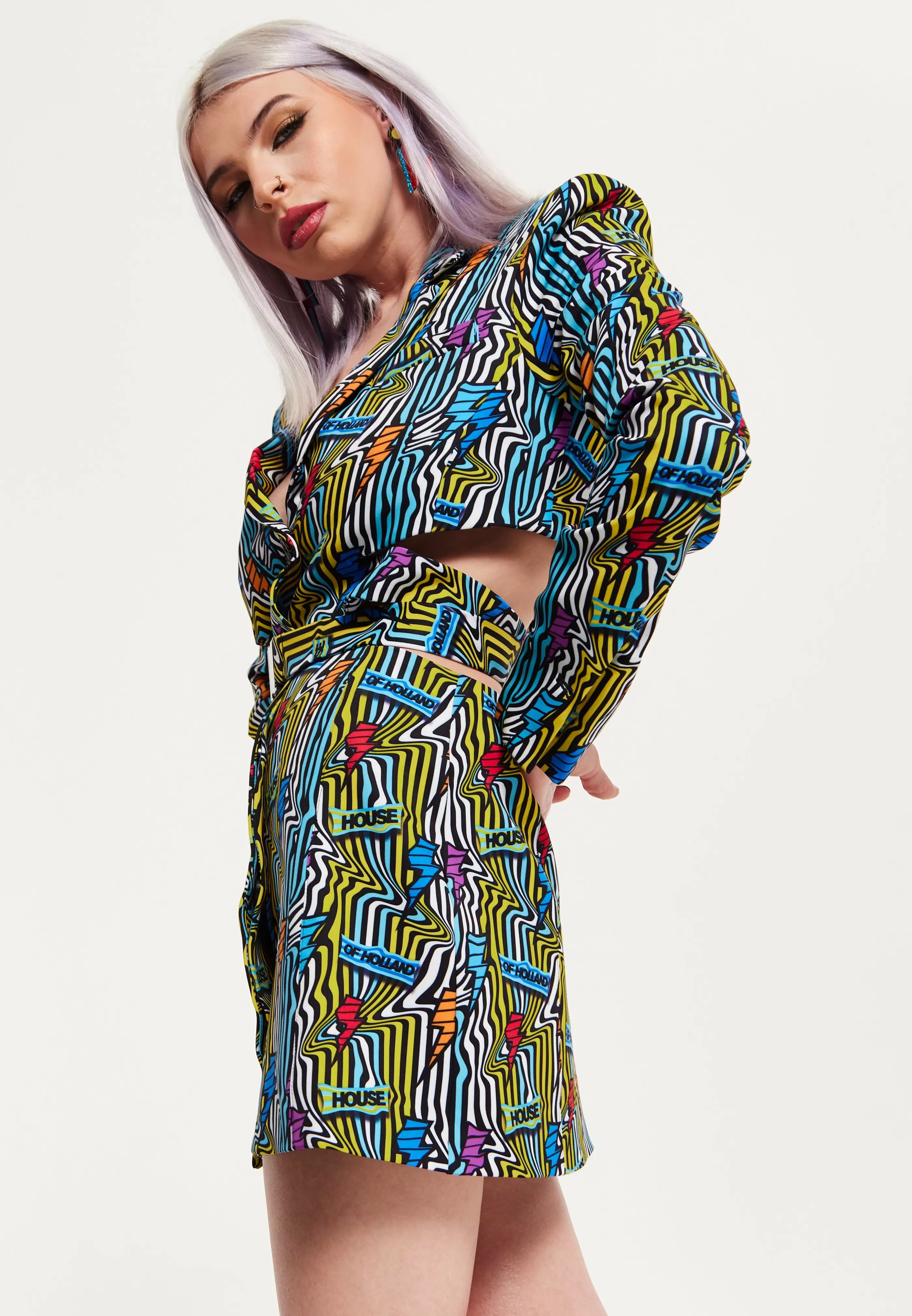 Cheap Mini Jacket Dress Lightning Bolt Print With Buckle Fa Dresses | Dresses