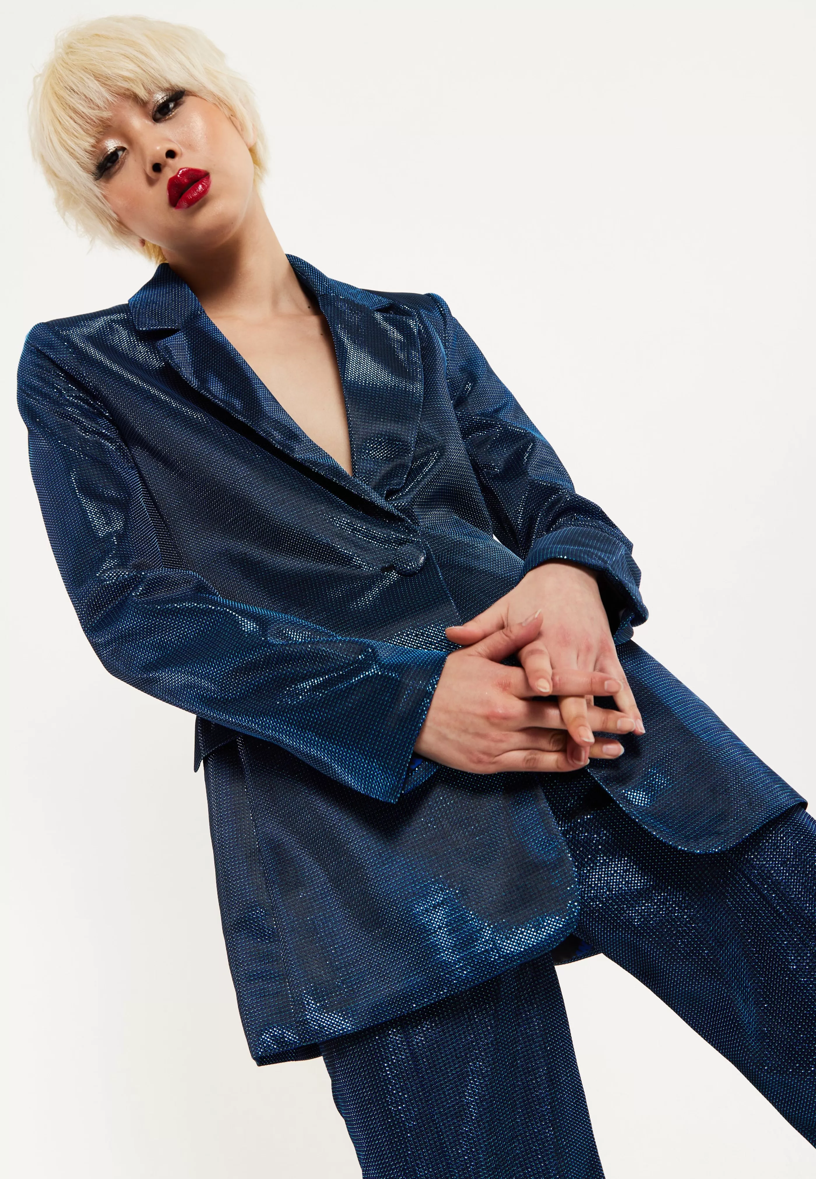 Store Navy Shimmer Blazer Suits