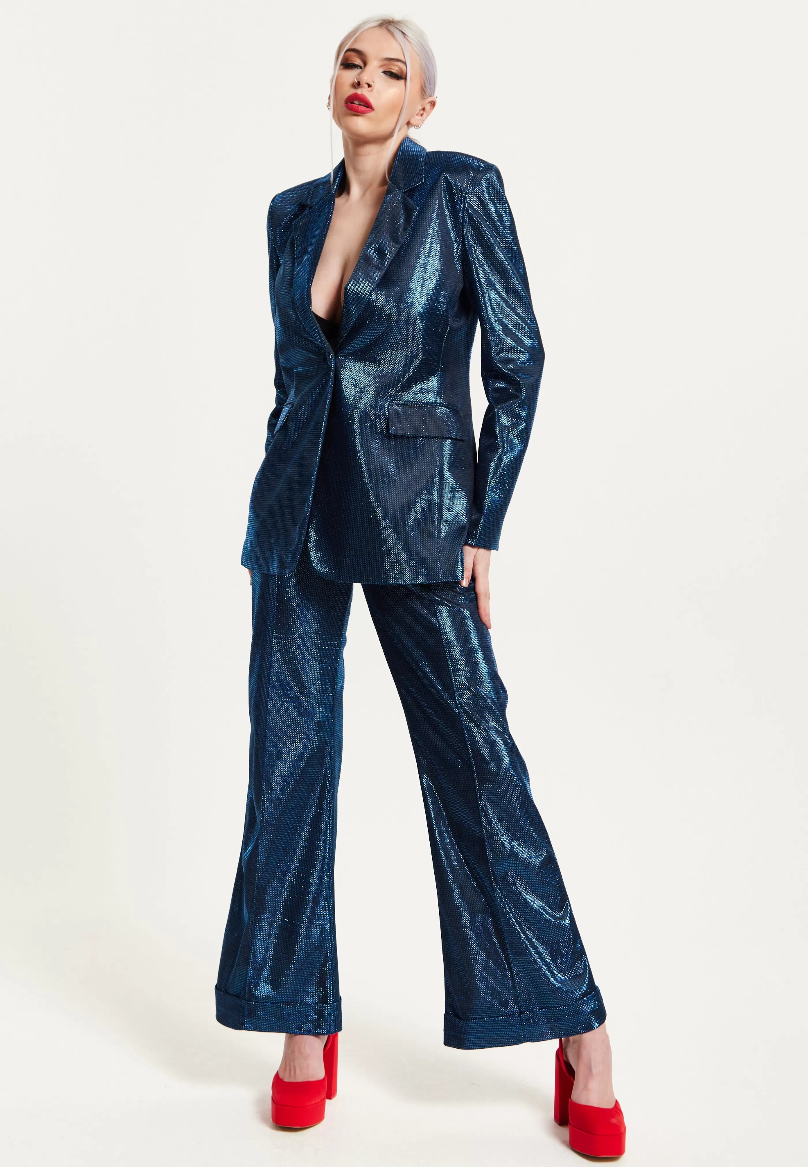 Sale Navy Shimmer Trousers Skirts & Trousers