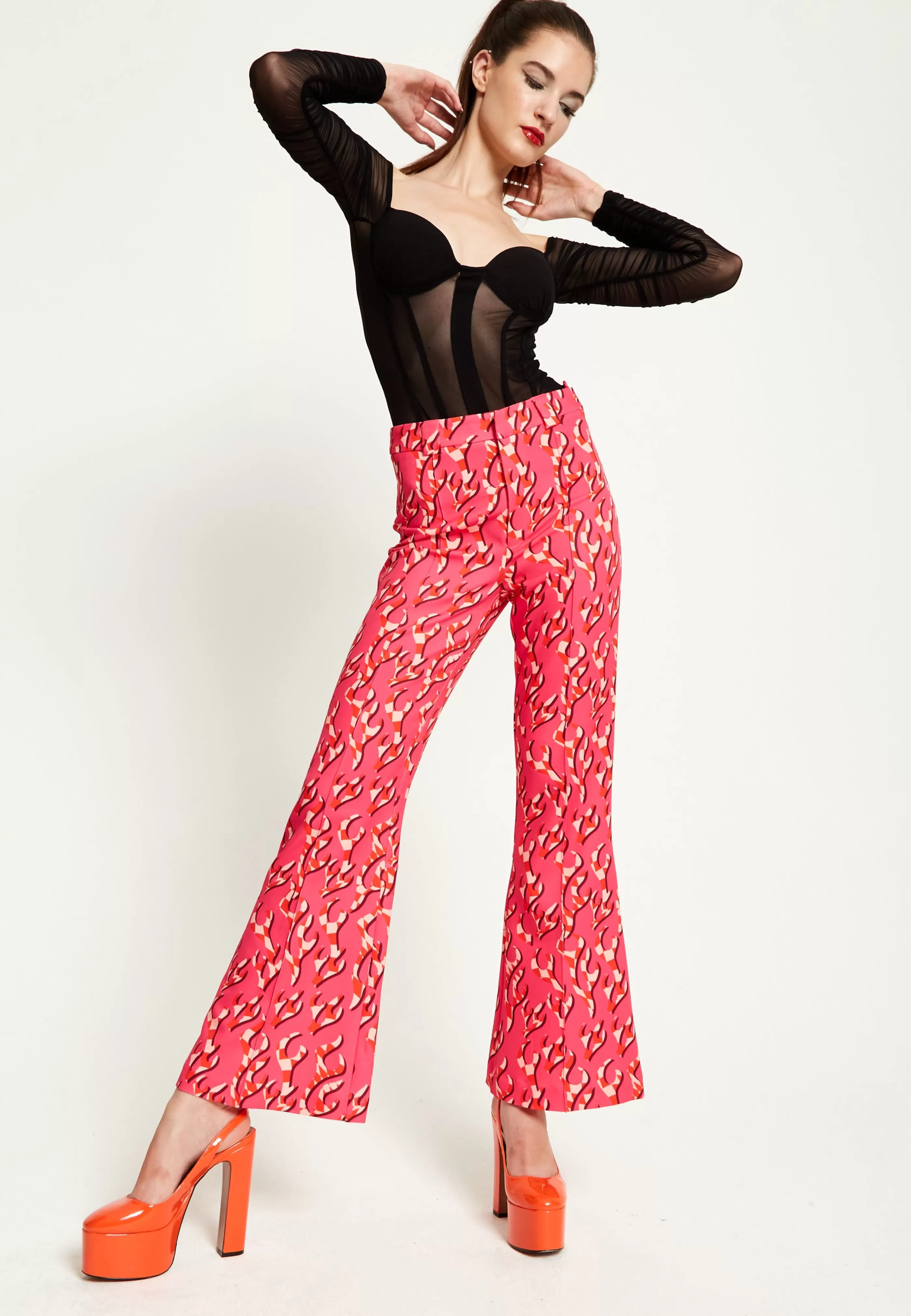 Outlet Flame Clashing Colours Flared Trousers Skirts & Trousers | Suits