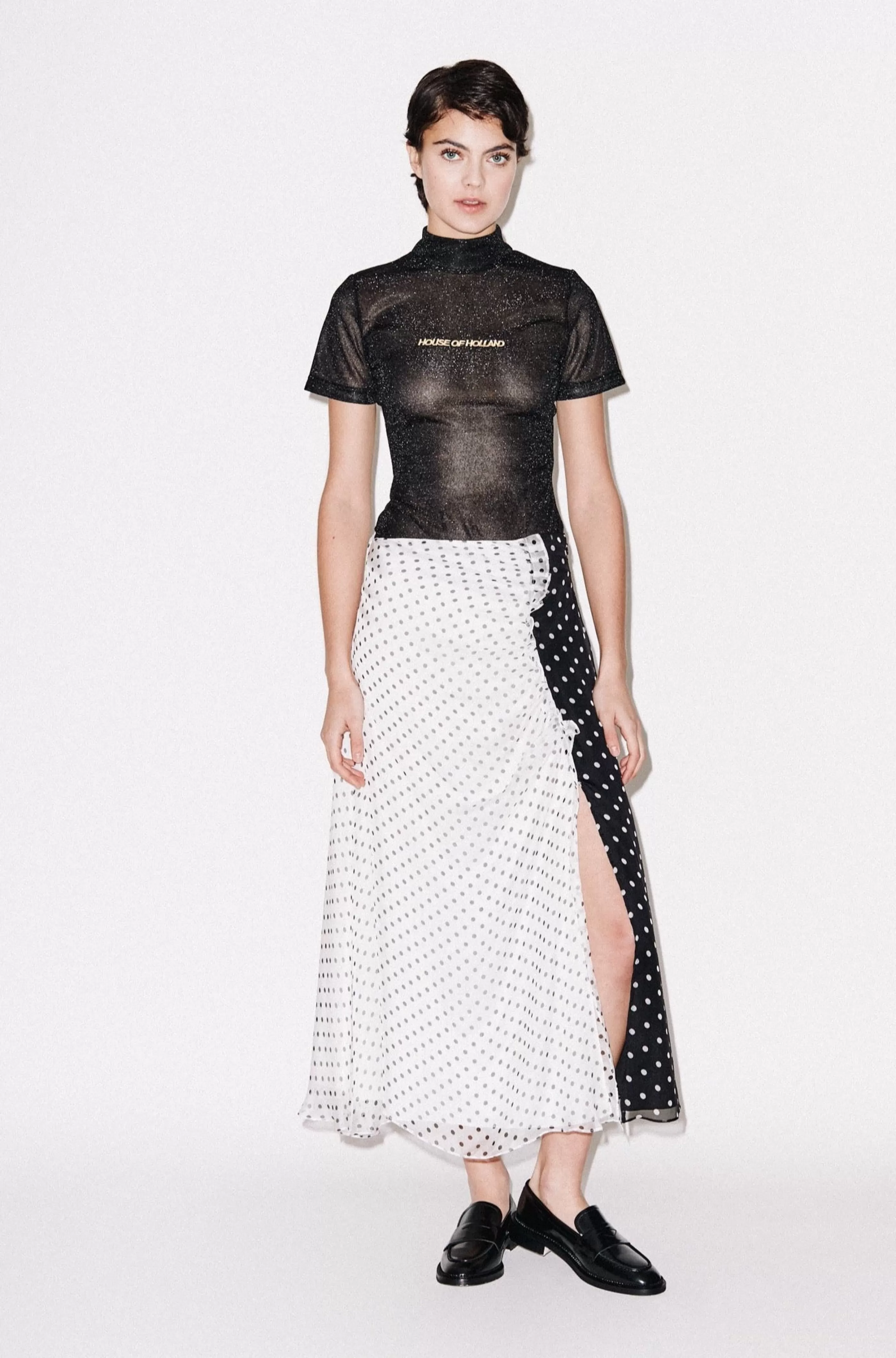 Fashion Polka Gathered Midi Skirt Skirts & Trousers