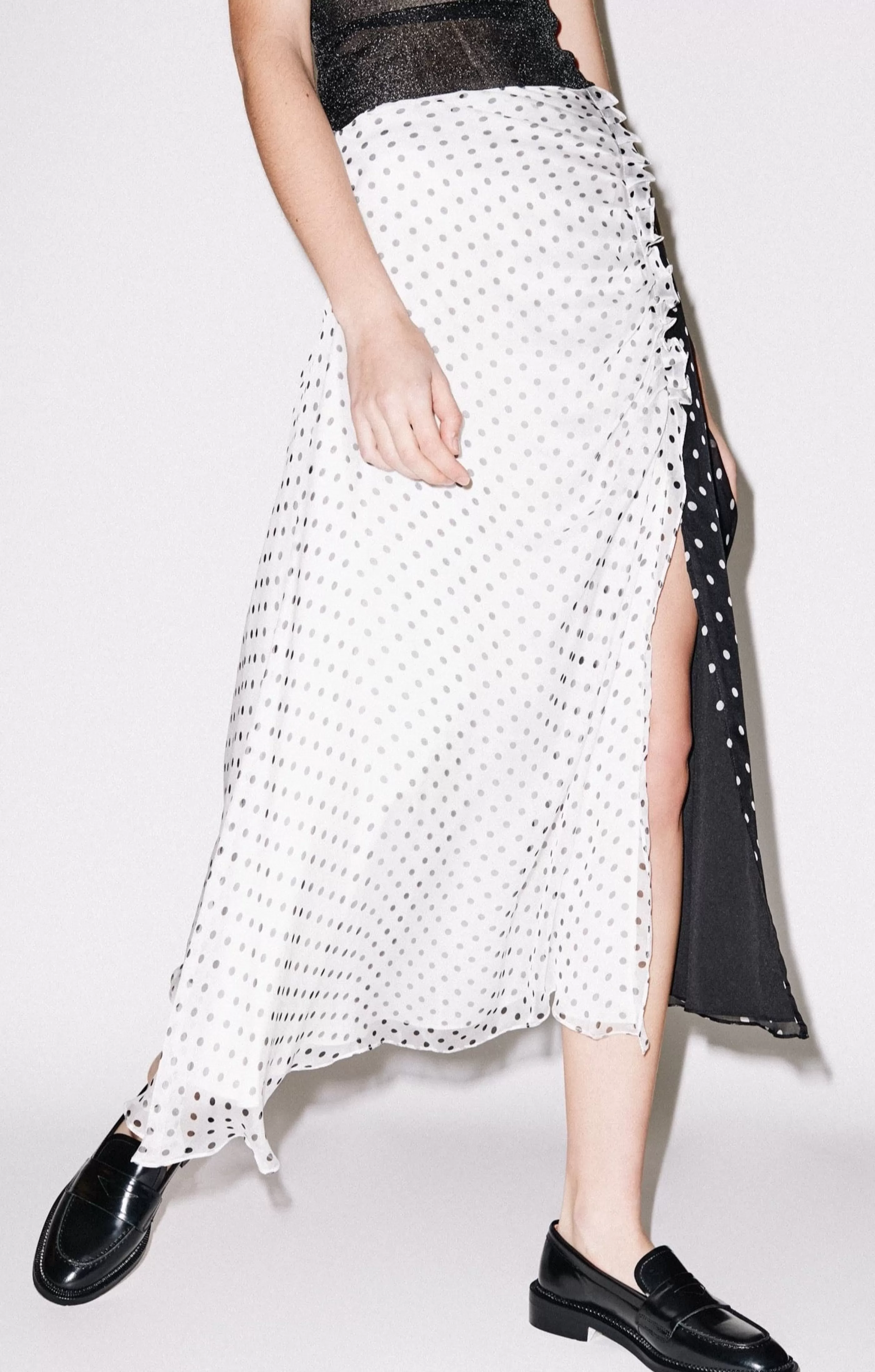 Fashion Polka Gathered Midi Skirt Skirts & Trousers