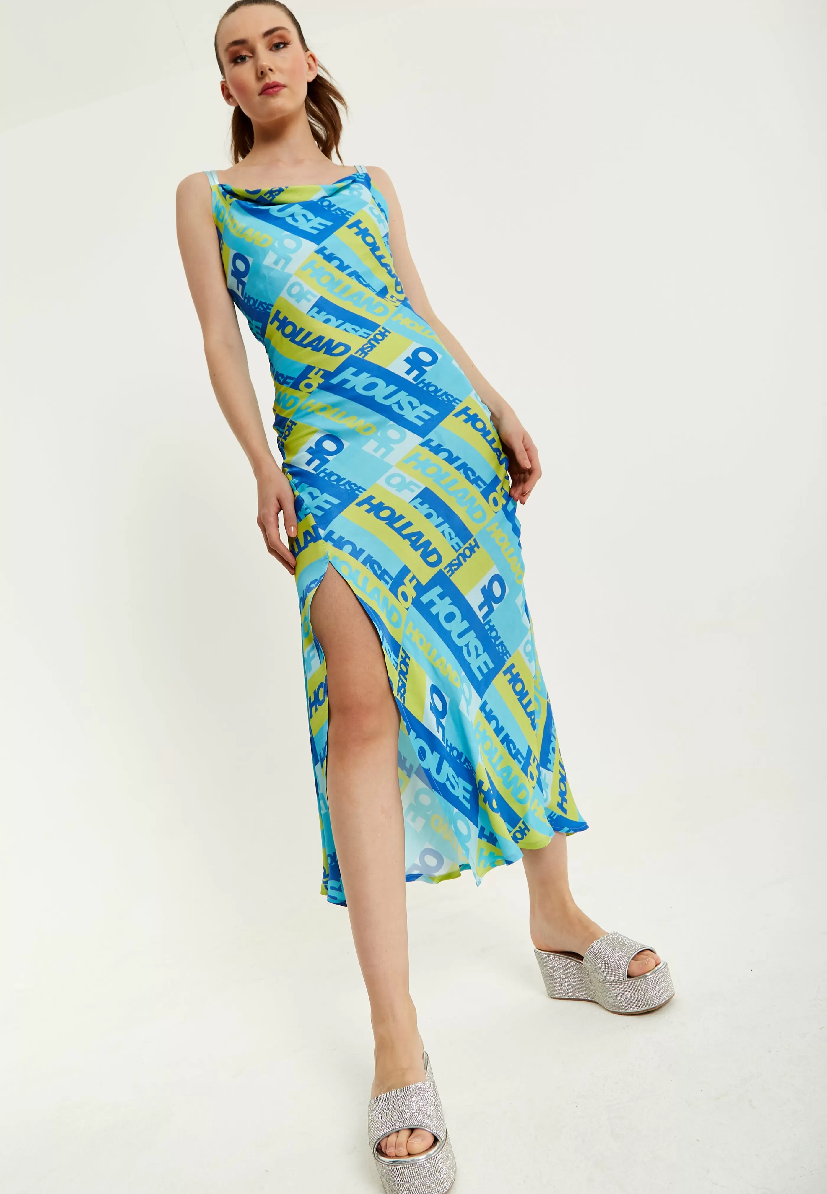 Hot Printed Cowl Neck Midi Dress Dresses | Dresses