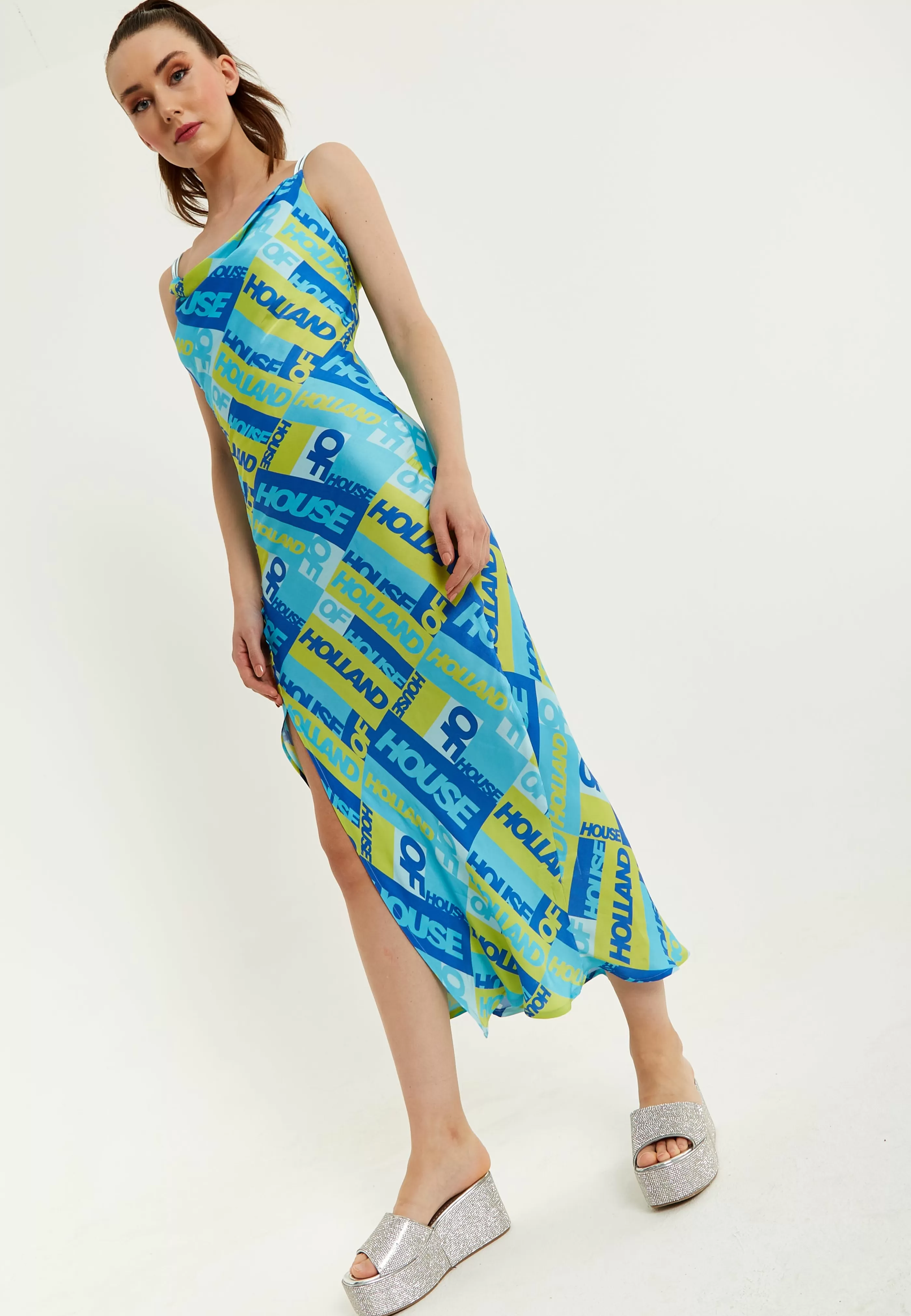 Hot Printed Cowl Neck Midi Dress Dresses | Dresses