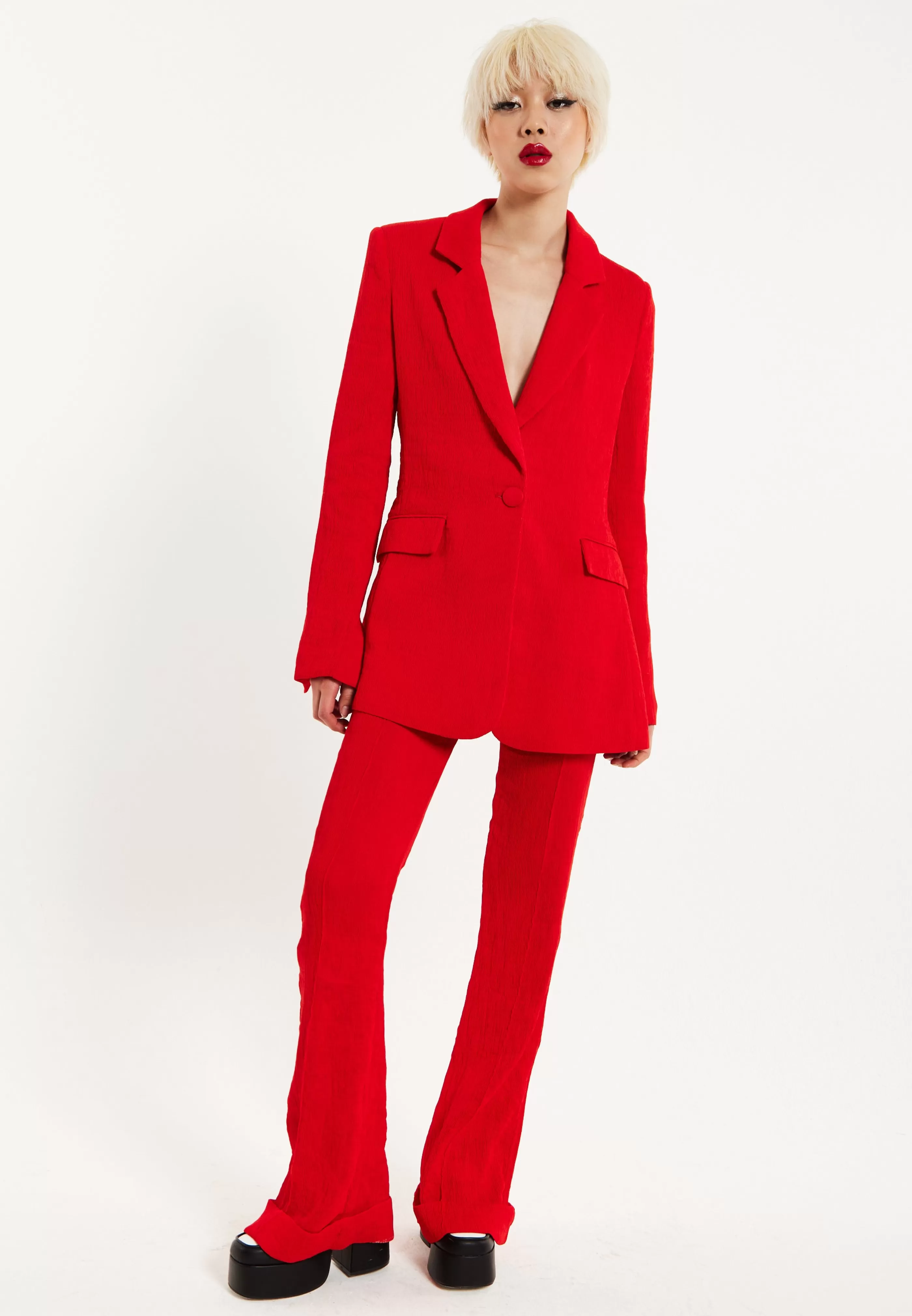 Sale Block Colour Pleat Blazer Suits