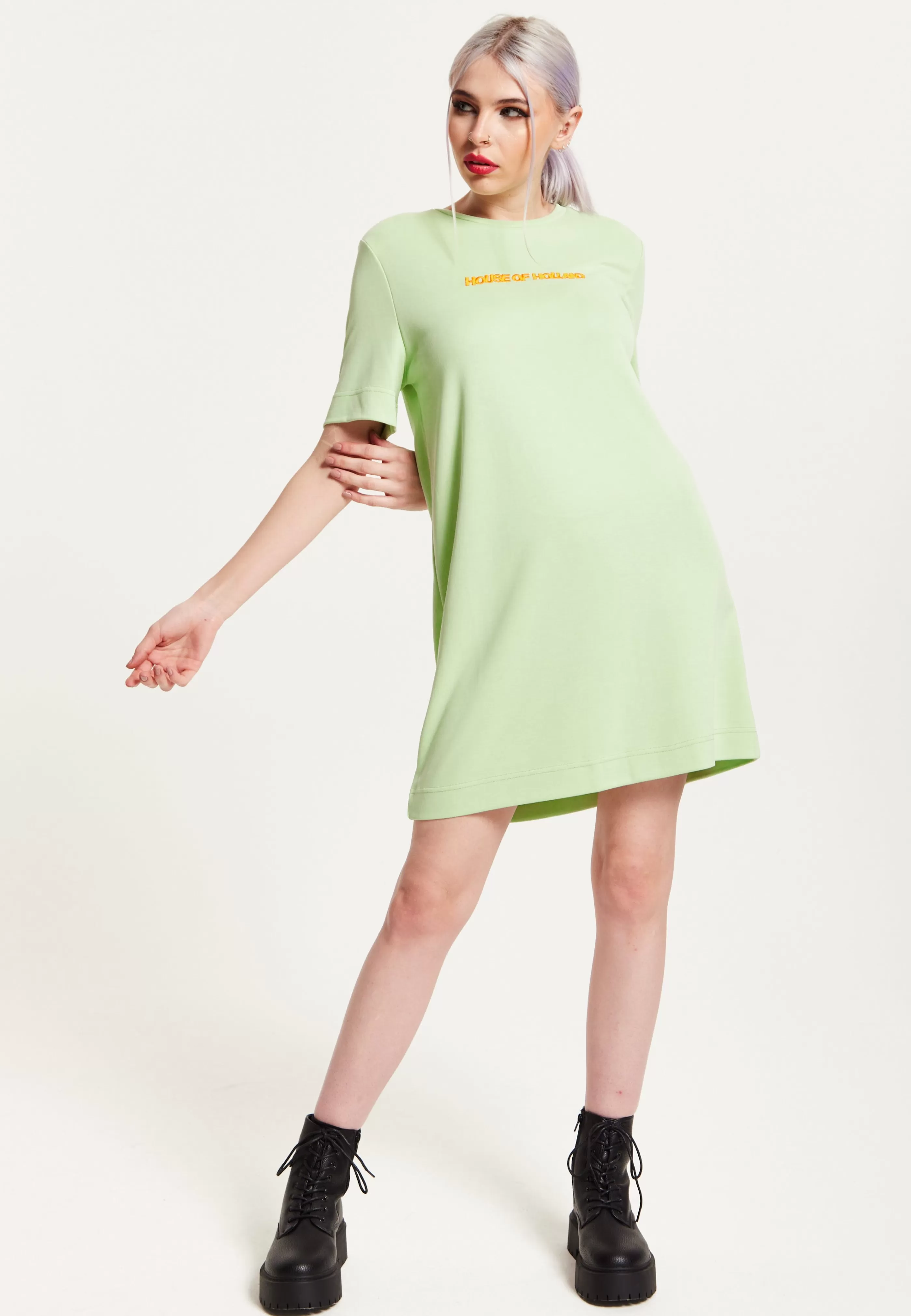 Cheap Sage Tencel T-Shirt Dress With Logo Embroidery Tops & T-shirts | Tops & T-shirts