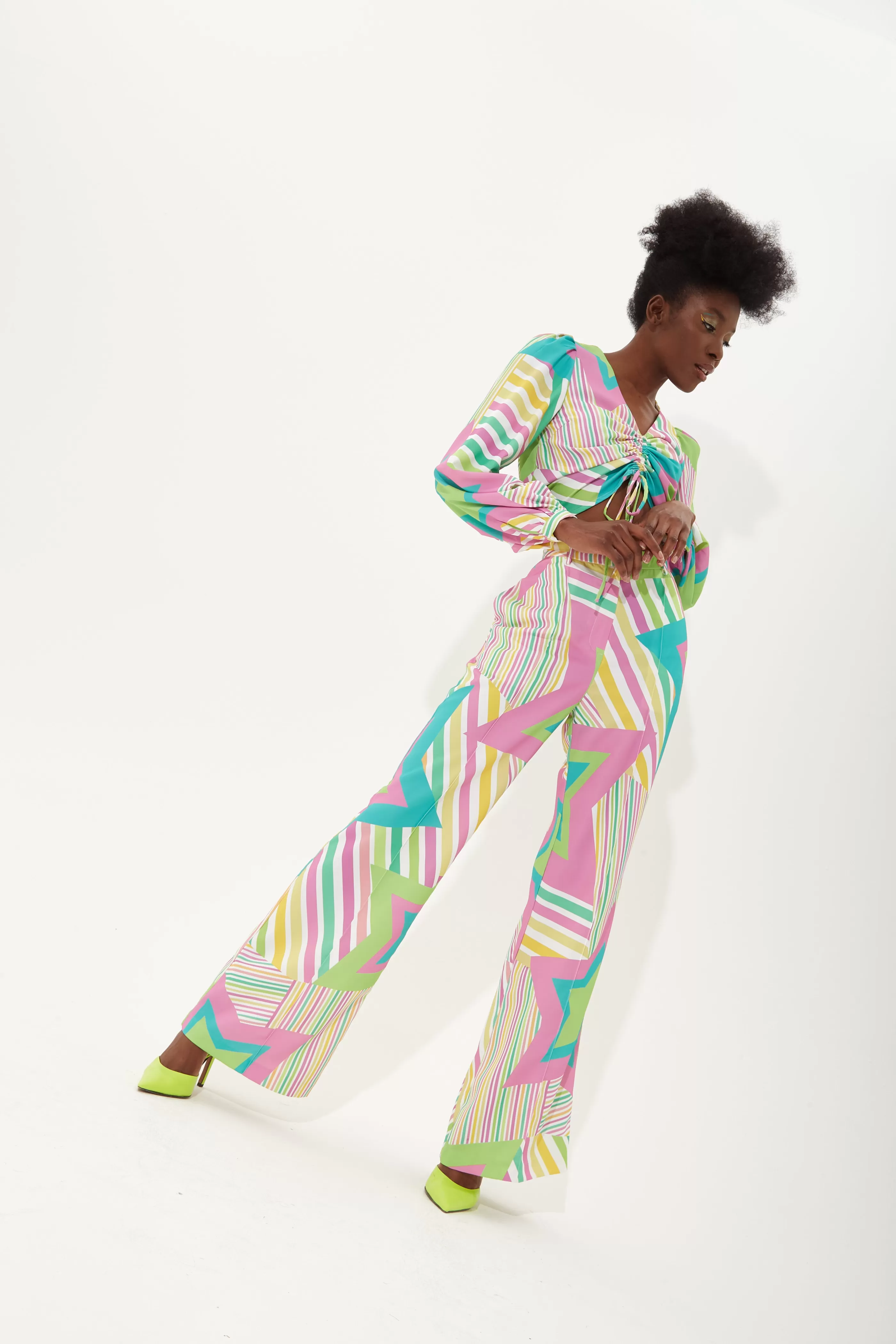 Fashion Star Print Wide Leg Trousers Skirts & Trousers